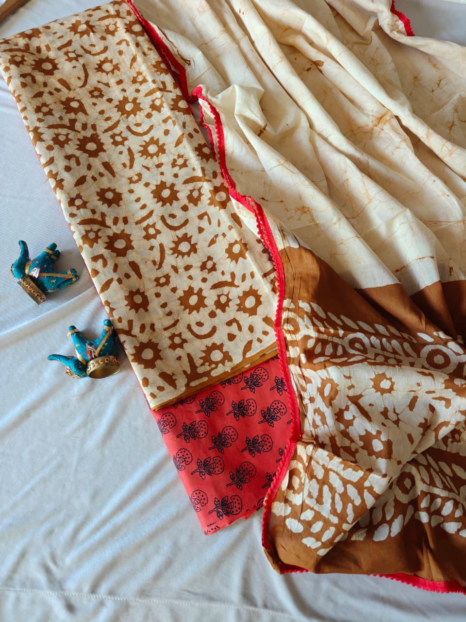 Handblock Printed Unstitched Cotton Suit Set – House of the Handblock