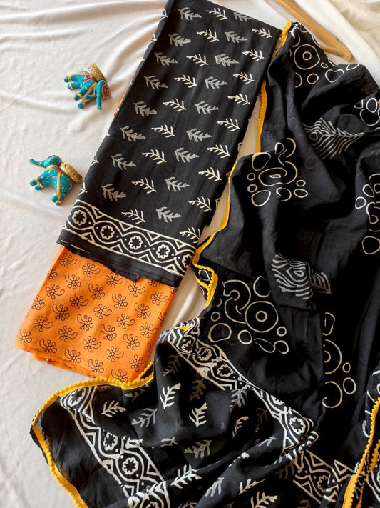Handblock Printed Unstitched Cotton Suit Set – House of the Handblock