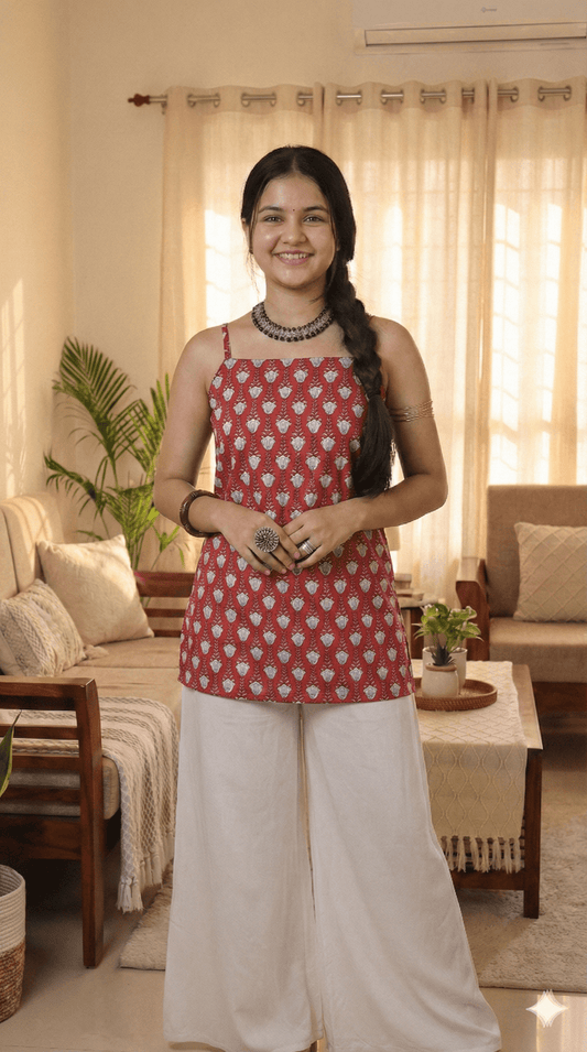 Corset Convertible Handblock Printed Cotton Kurti | House of the Handblock