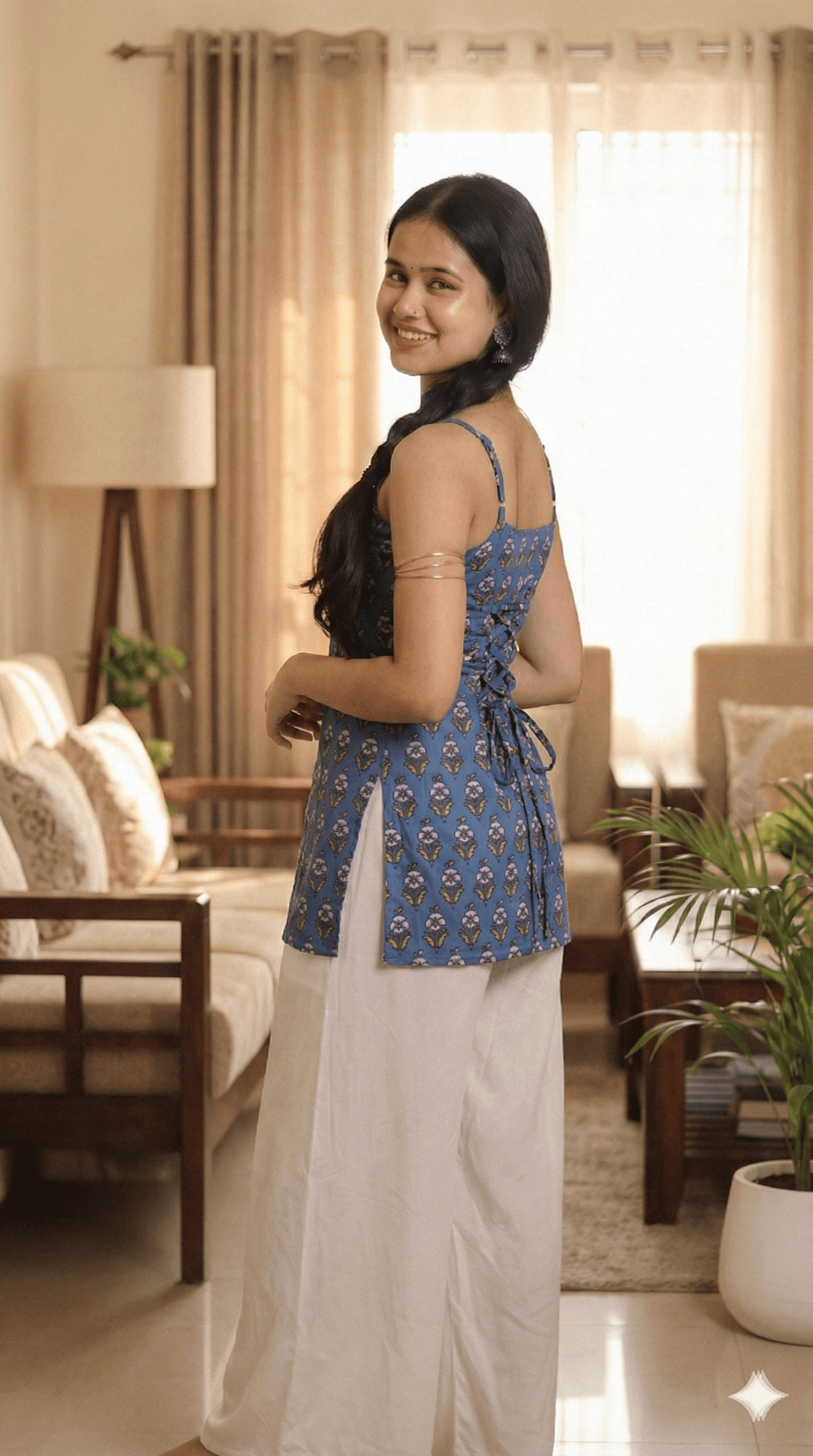 Corset Convertible Handblock Printed Cotton Kurti | House of the Handblock