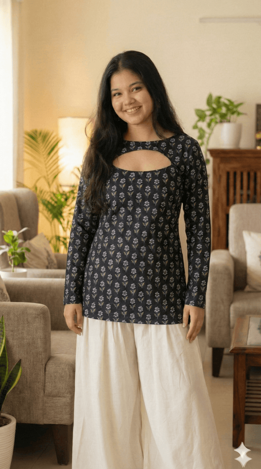 Corset Convertible Handblock Printed Cotton Kurti | House of the Handblock