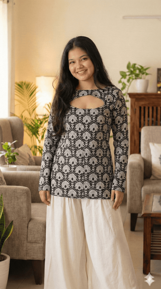 Corset Convertible Handblock Printed Cotton Kurti | House of the Handblock