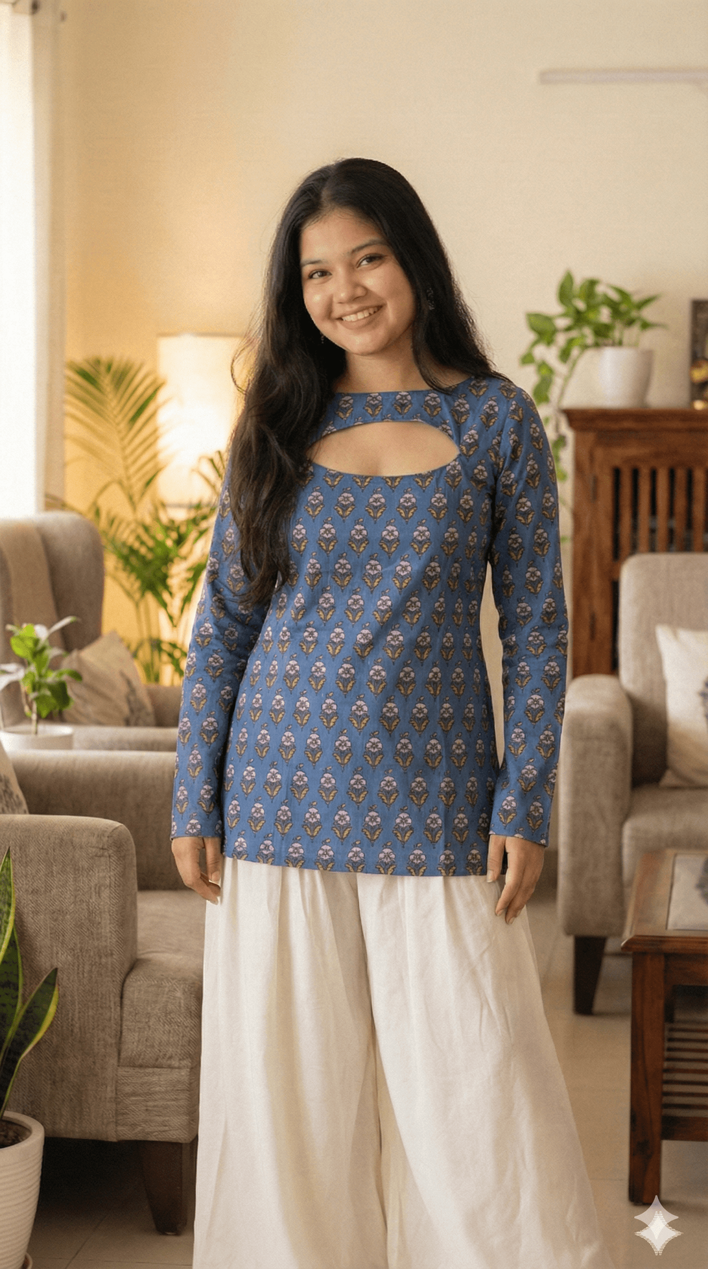 Corset Convertible Handblock Printed Cotton Kurti | House of the Handblock