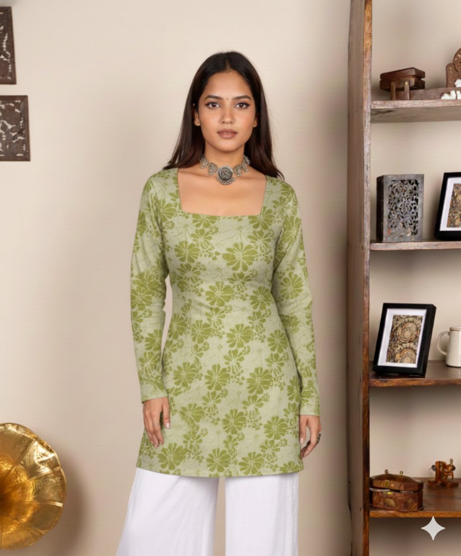 Corset Style Full-Sleeveless Handblock Cotton Kurta | Corsets By House of the Handblock