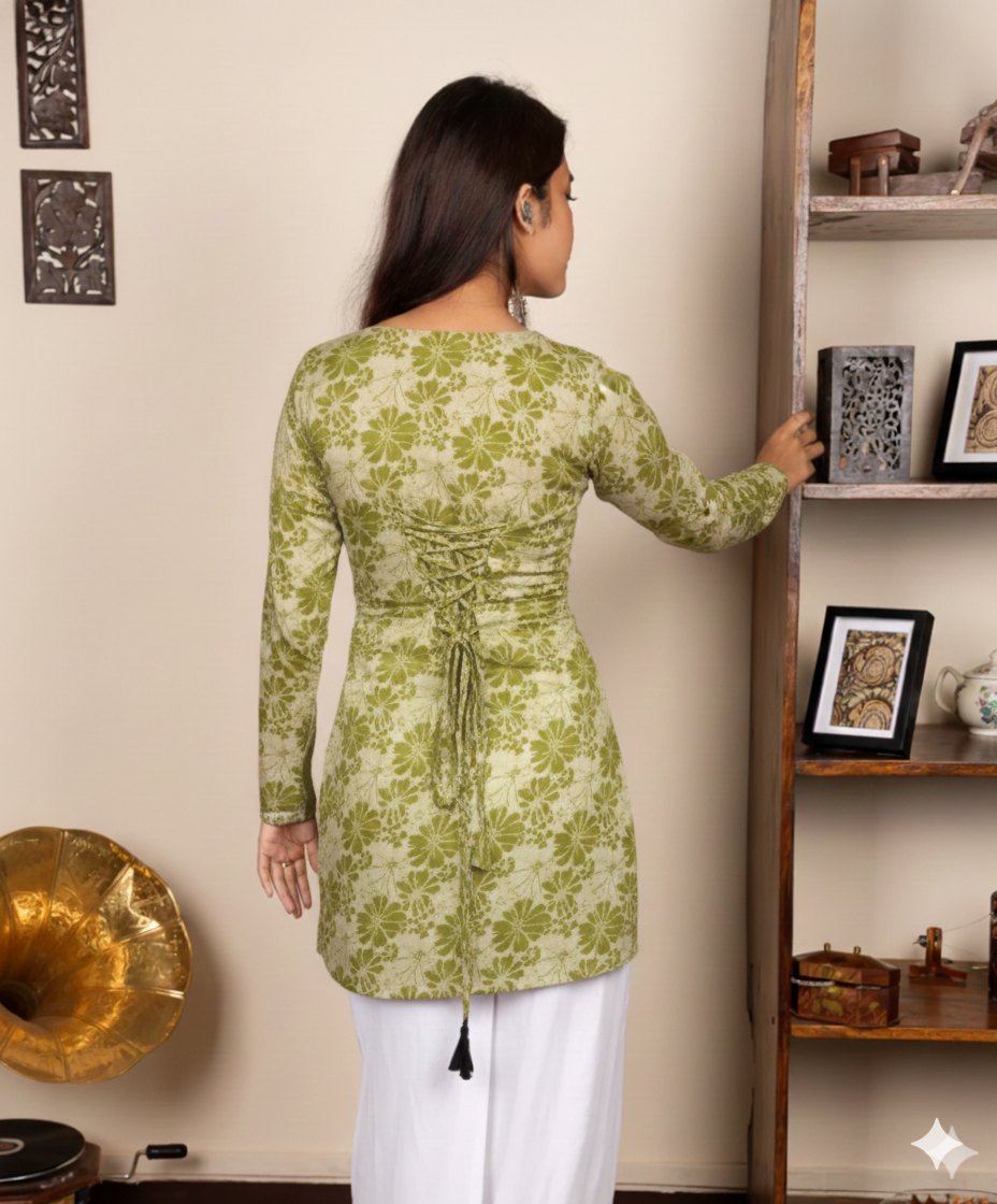 Corset Style Full-Sleeveless Handblock Cotton Kurta | Corsets By House of the Handblock