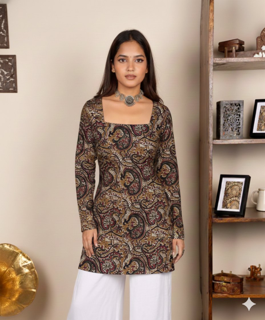 Corset Style Full-Sleeveless Handblock Cotton Kurta | House of the Handblock