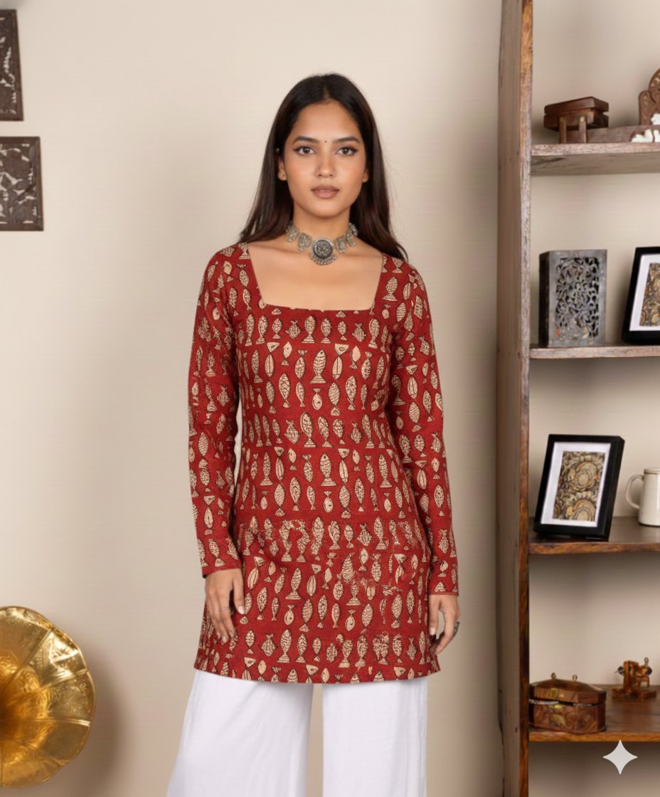 Corset Style Full-Sleeveless Handblock Cotton Kurta | Corsets By House of the Handblock