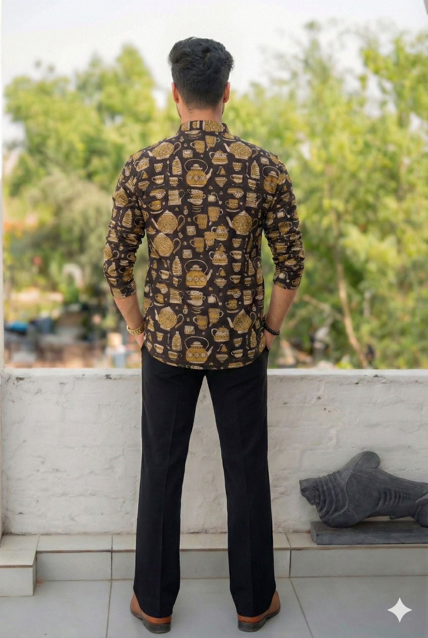 Handblock Printed Cotton Men’s Short Kurta – Premium Fit | Mandrain Collar | XS–8XL