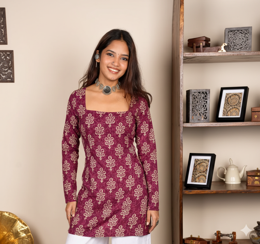 Corset Style Full-Sleeveless Handblock Cotton Kurta | House of the Handblock