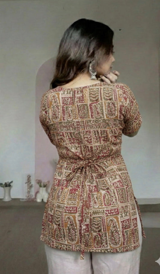 Trending Laila Corset in Pure Handblock Cotton | Adjustable Back Lace & Neck Tie | Sizes XS to 7XL | Handmade by House of the Handblock Jaipur