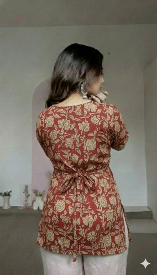 Trending Laila Corset in Pure Handblock Cotton | Adjustable Back Lace & Neck Tie | Sizes XS to 7XL | Handmade by House of the Handblock Jaipur