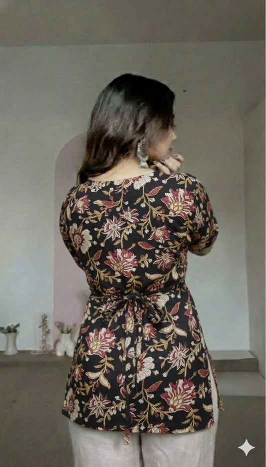 Trending Laila Corset in Pure Handblock Cotton | Adjustable Back Lace & Neck Tie | Sizes XS to 7XL | Handmade by House of the Handblock Jaipur