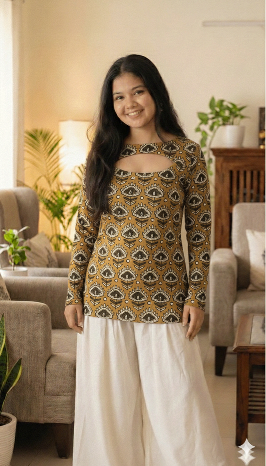 Corset Convertible Handblock Printed Cotton Kurti | House of the Handblock