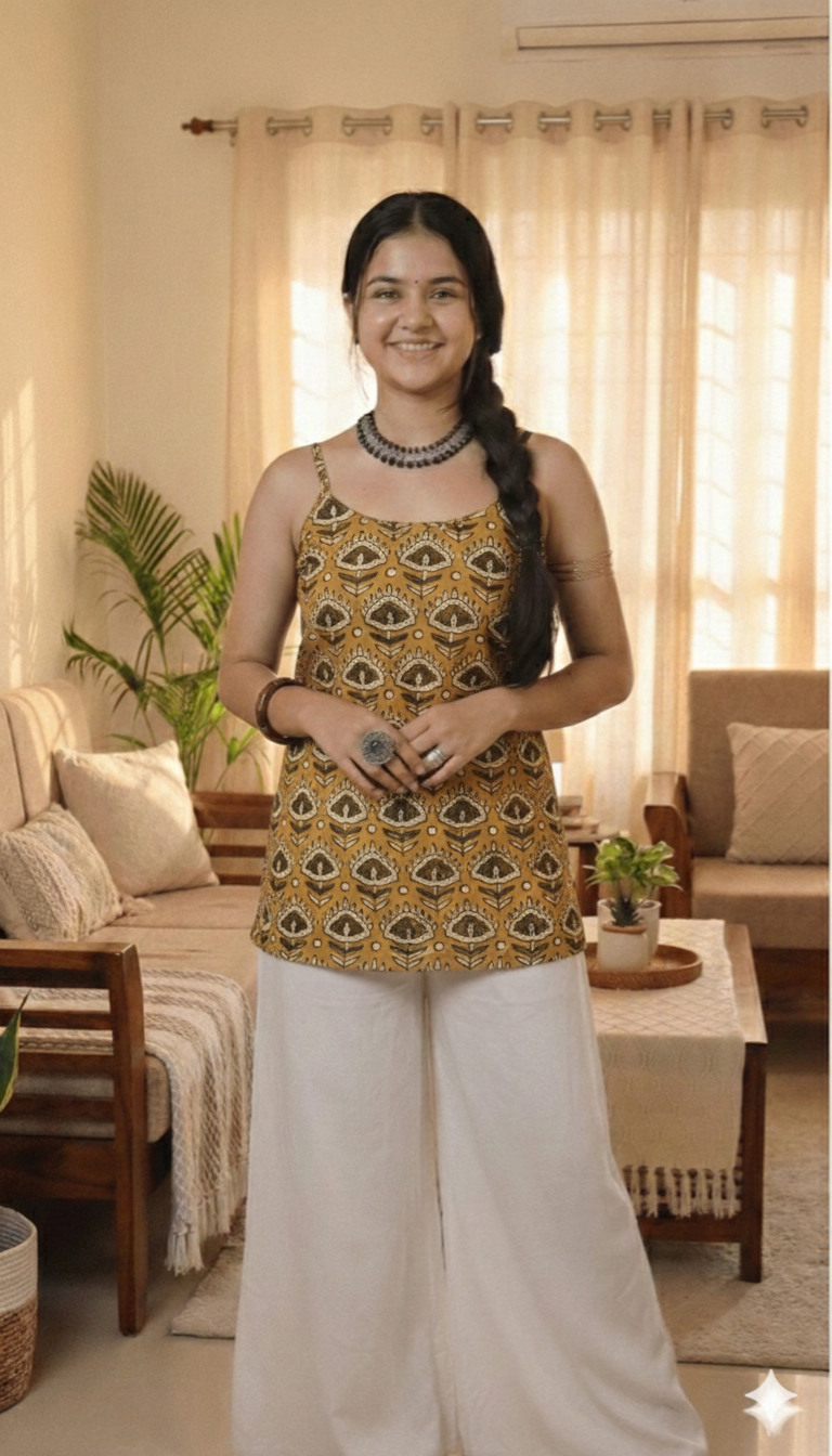 Corset Convertible Handblock Printed Cotton Kurti | House of the Handblock