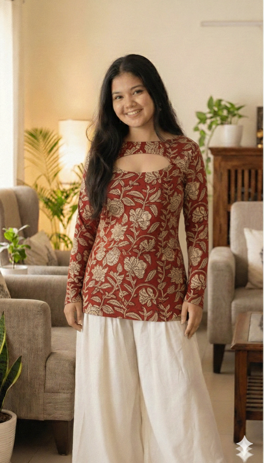 Corset Convertible Handblock Printed Cotton Kurti | House of the Handblock