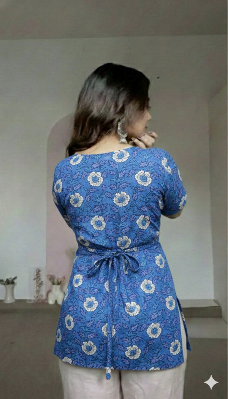 Trending Laila Corset in Pure Handblock Cotton | Adjustable Back Lace & Neck Tie | Sizes XS to 7XL | Handmade by House of the Handblock Jaipur