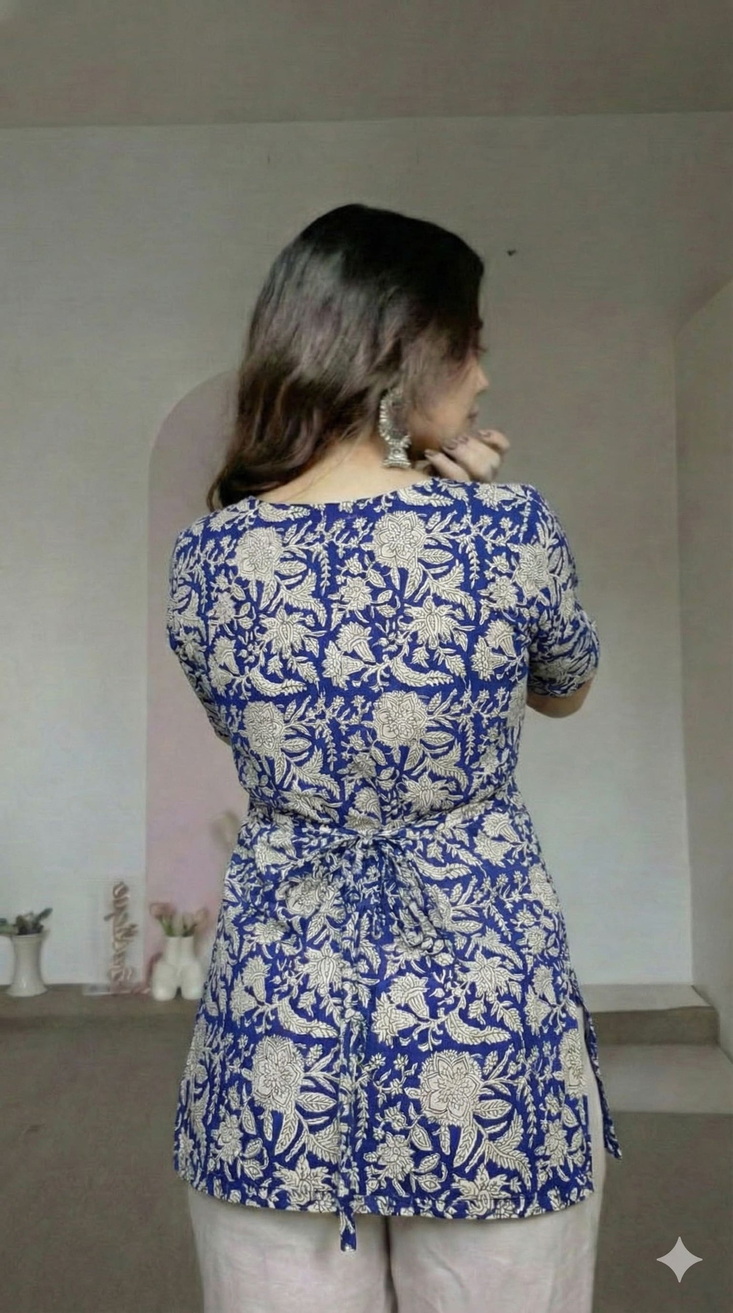 Trending Laila Corset in Pure Handblock Cotton | Adjustable Back Lace & Neck Tie | Sizes XS to 4XL | Handmade by House of the Handblock Jaipur