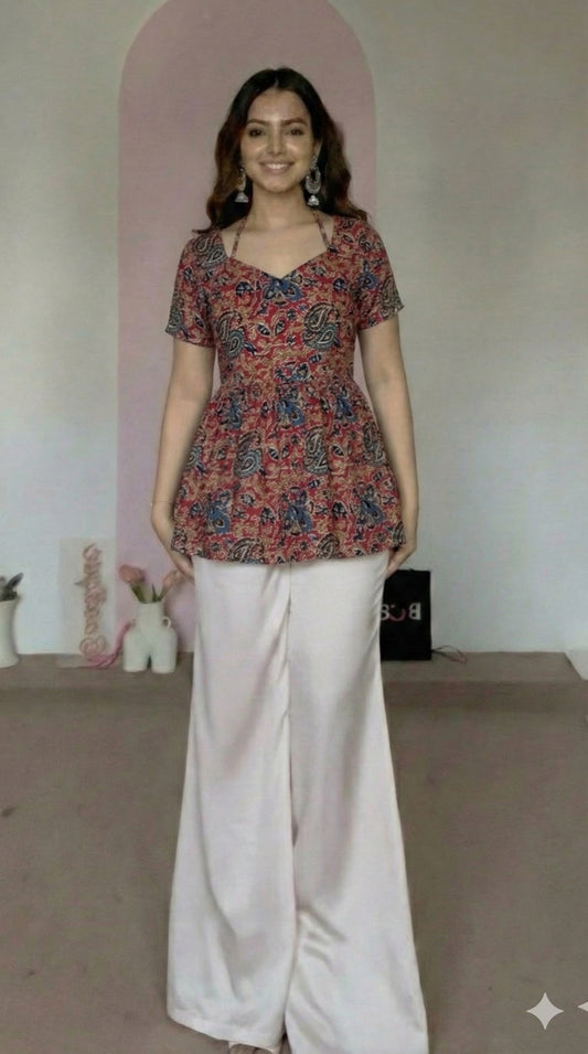 Trending Laila Corset in Pure Handblock Cotton | Adjustable Back Lace & Neck Tie | Sizes XS to 4XL | Handmade by House of the Handblock Jaipur