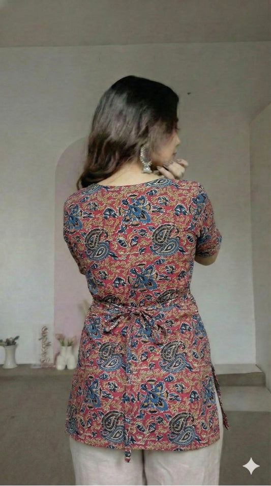 Trending Laila Corset in Pure Handblock Cotton | Adjustable Back Lace & Neck Tie | Sizes XS to 4XL | Handmade by House of the Handblock Jaipur