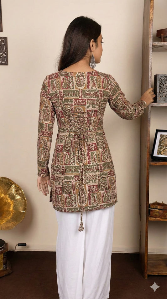 Corset Style Full-Sleeveless Handblock Cotton Kurta | Corsets By House of the Handblock