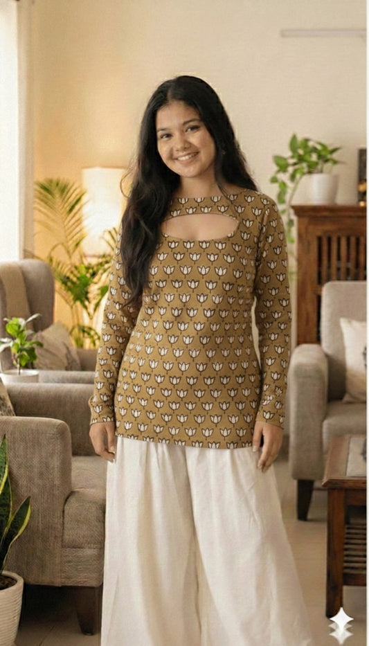 Corset Convertible Handblock Printed Cotton Kurti | House of the Handblock