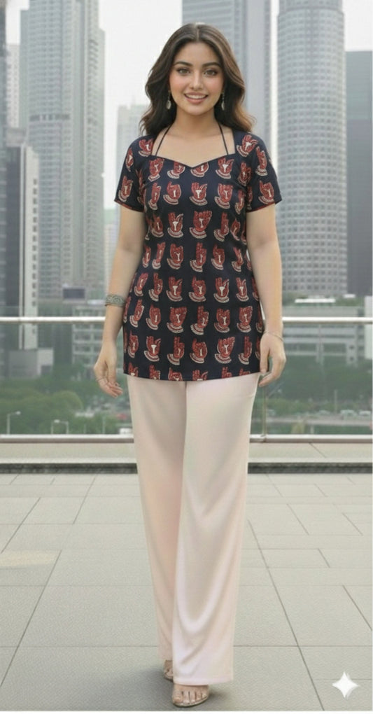 Trending Laila Corset in Pure Handblock Cotton | Adjustable Back Lace & Neck Tie | Sizes XS to 4XL | Handmade by House of the Handblock Jaipur