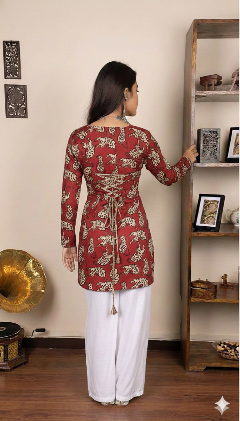 Corset Style Full-Sleeveless Handblock Cotton Kurta | Corsets By House of the Handblock