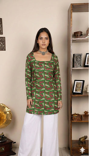 Corset Style Full-Sleeveless Handblock Cotton Kurta | Corsets By House of the Handblock