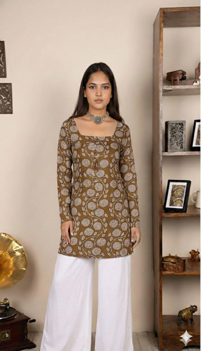 Corset Style Full-Sleeveless Handblock Cotton Kurta | Corsets By House of the Handblock