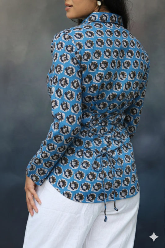Summer Special Handblock Cotton Shirt with Adjustable Back Strings – House of the Handblock