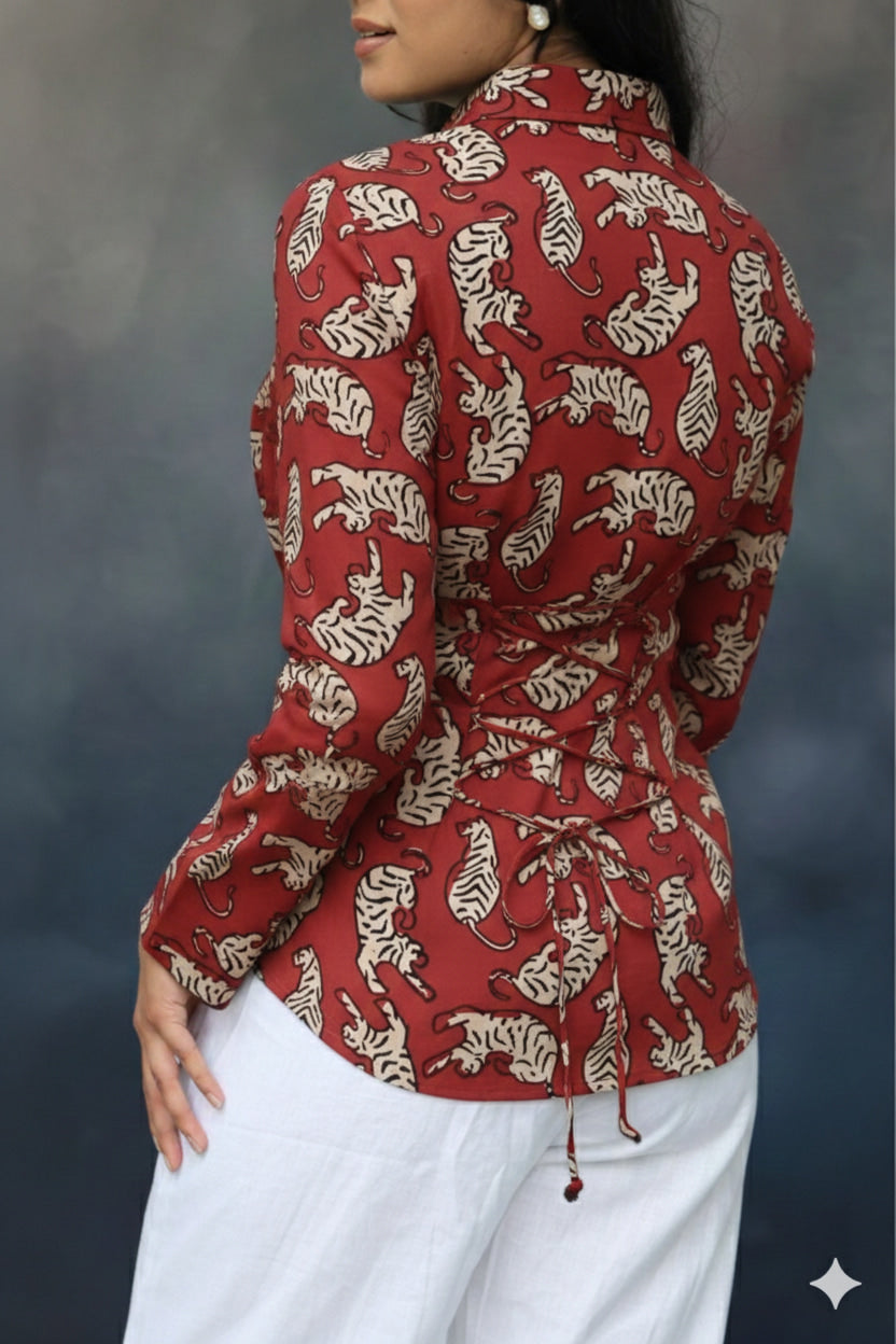 Summer Special Handblock Cotton Shirt with Adjustable Back Strings – House of the Handblock