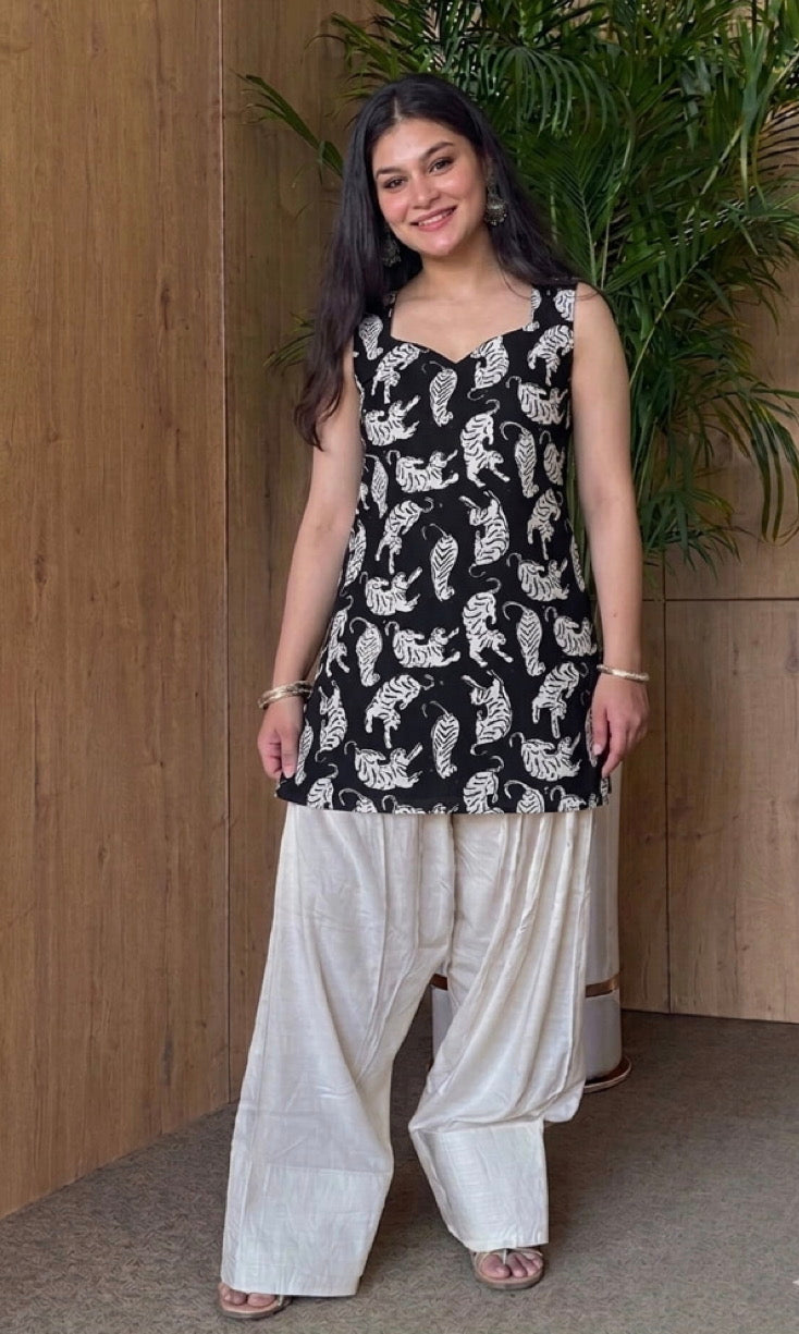 Handblock Printed Pure Cotton Sleeveless Corset Kurti | Sweetheart Neck | Back String Detail | XS to 7XL | House of the Handblock Jaipur