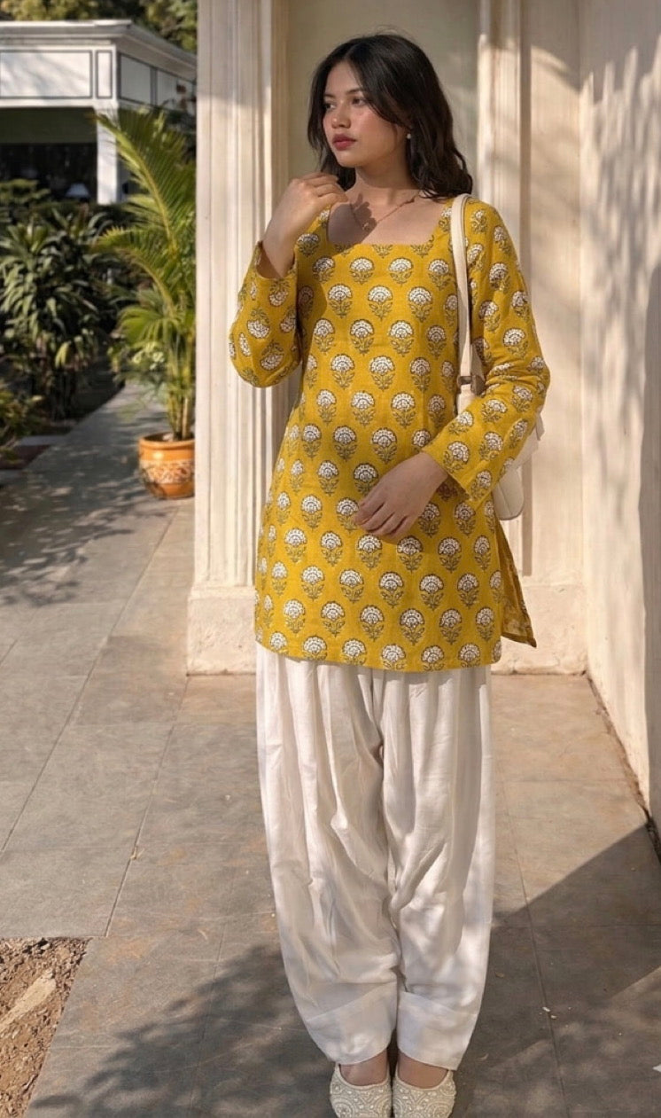 House of the Handblock Jaipur Handblock Printed Pure Cotton Corset Kurti | U Neck Deep Back with String | XS to 6XL