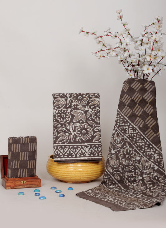 Handblock Printed Unstitched Cotton Suit Set – House of the Handblock