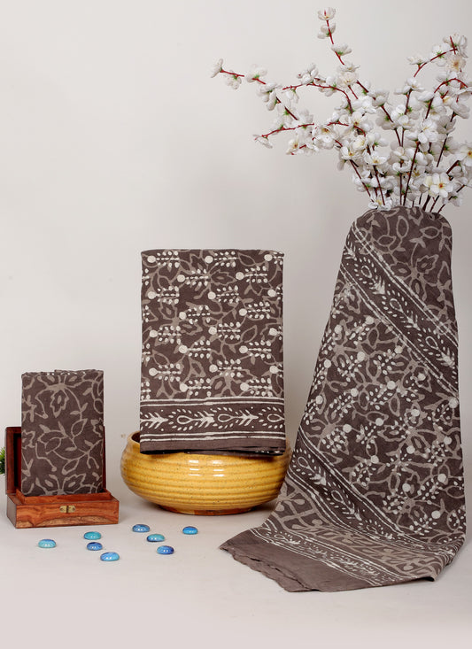 Handblock Printed Unstitched Cotton Suit Set – House of the Handblock