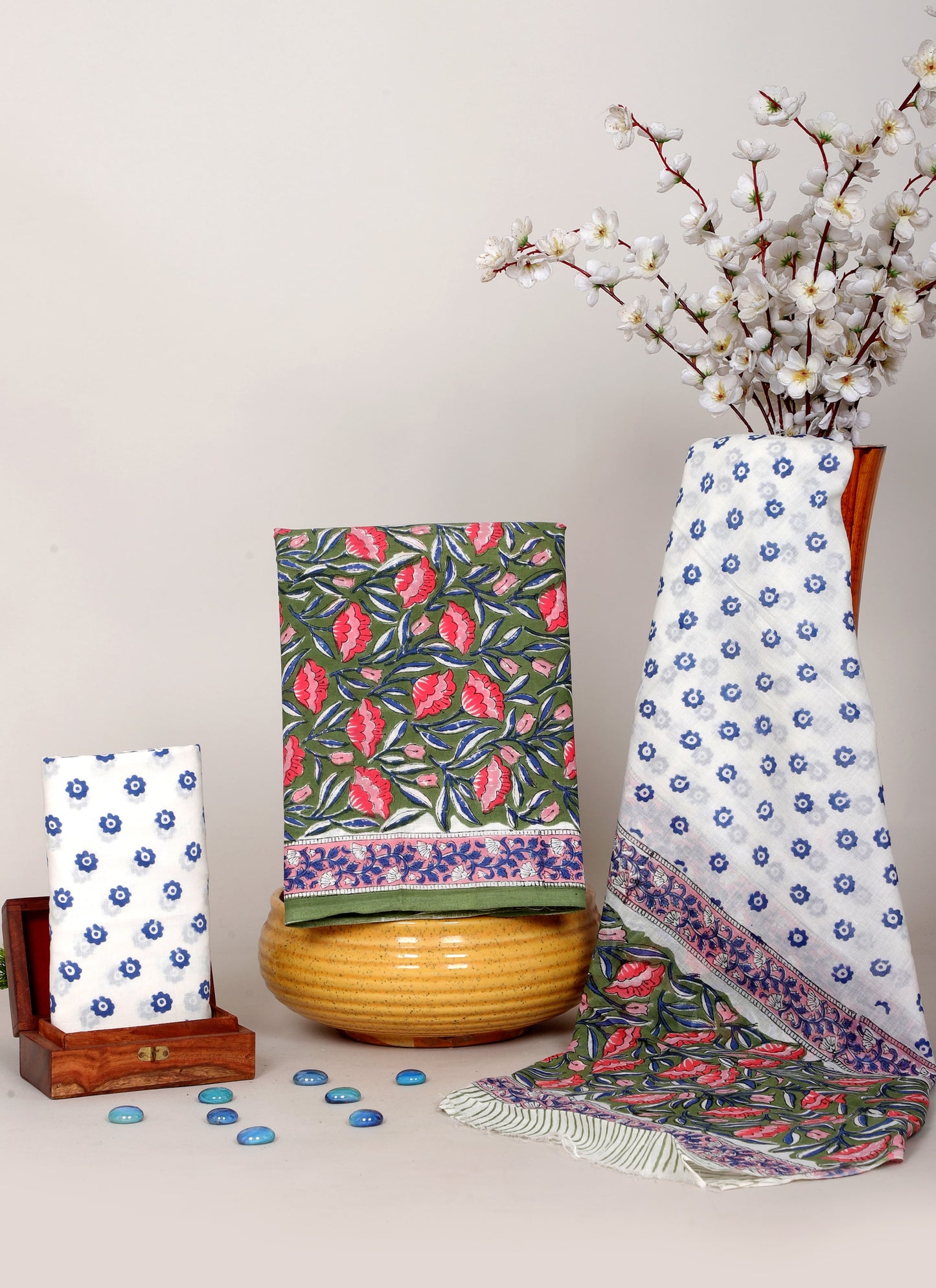 Handblock Printed Unstitched Cotton Suit Set – House of the Handblock