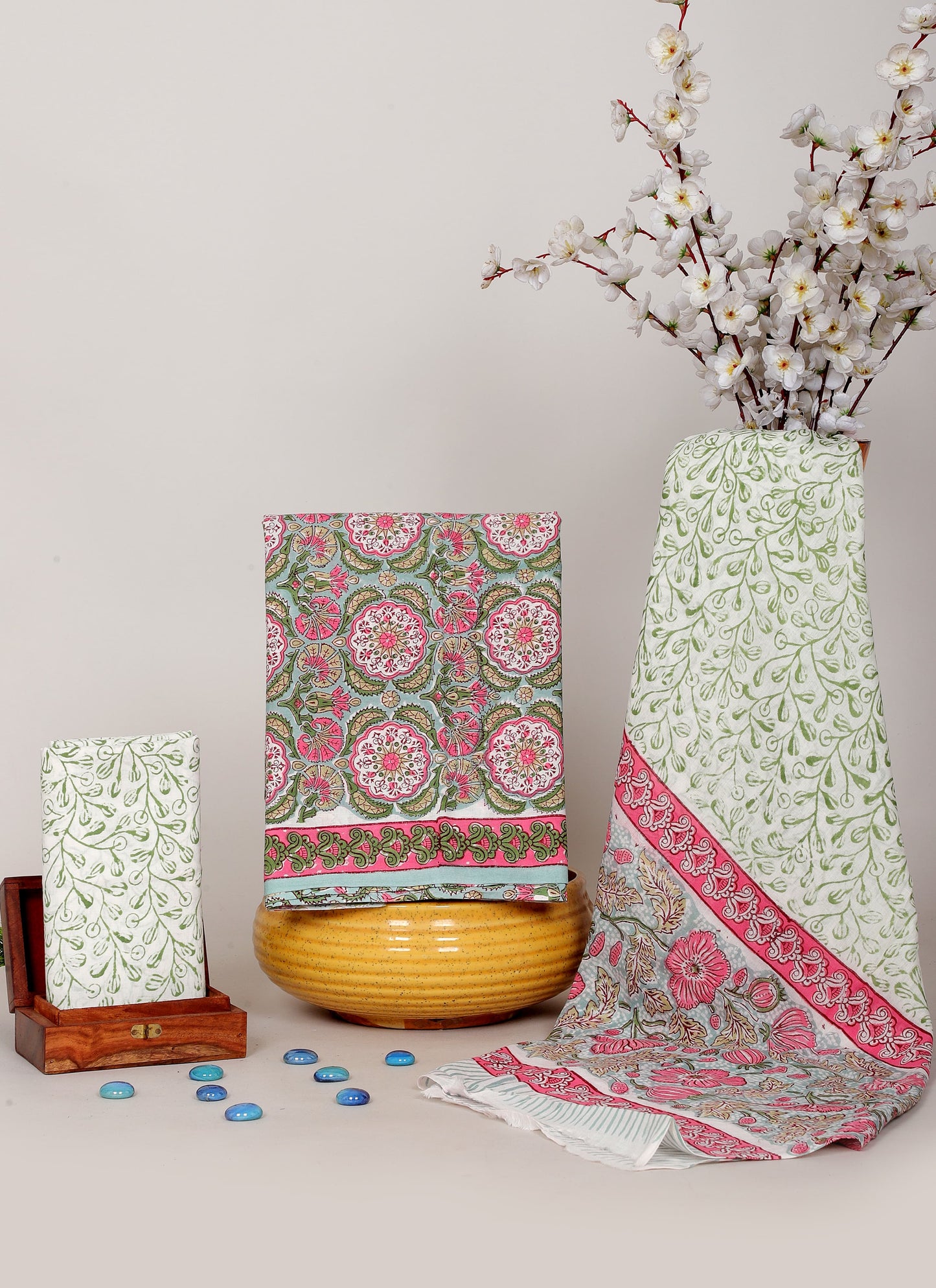 Handblock Printed Unstitched Cotton Suit Set – House of the Handblock