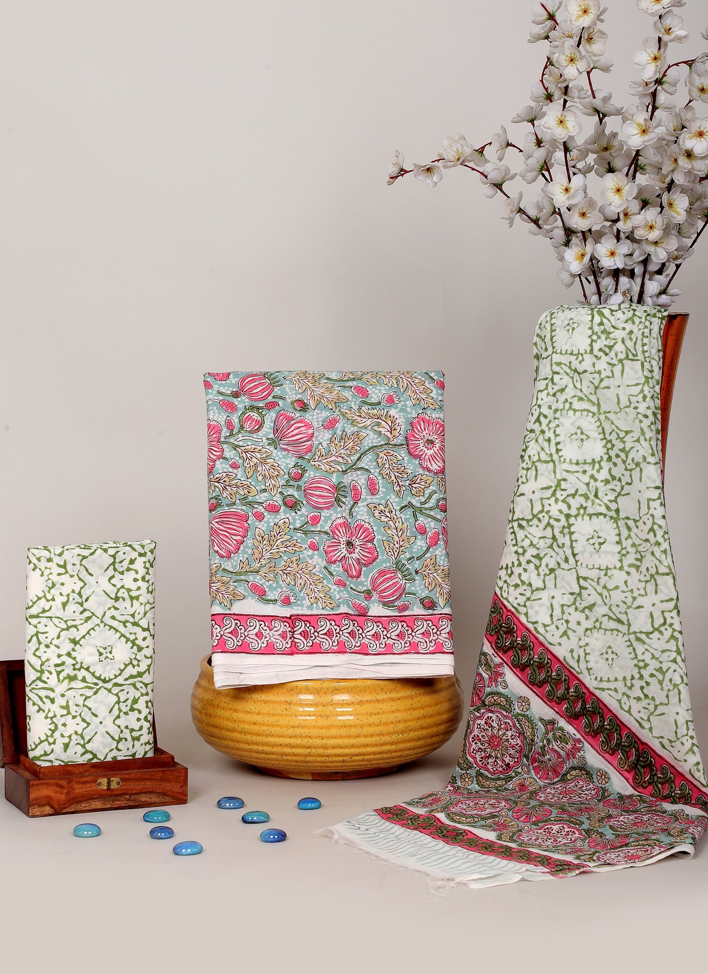 Handblock Printed Unstitched Cotton Suit Set – House of the Handblock