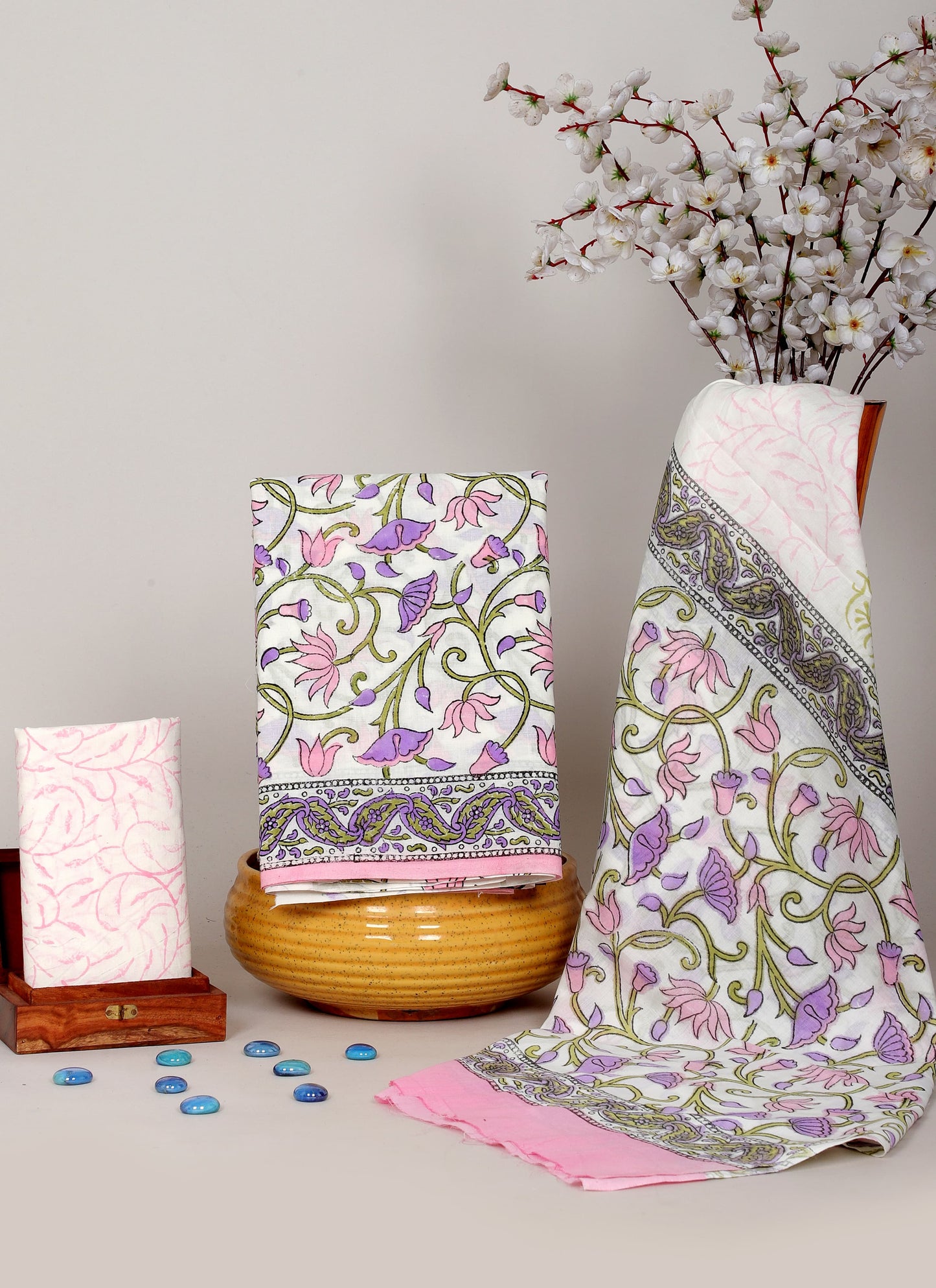 Handblock Printed Unstitched Cotton Suit Set – House of the Handblock