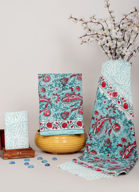 Handblock Printed Unstitched Cotton Suit Set – House of the Handblock