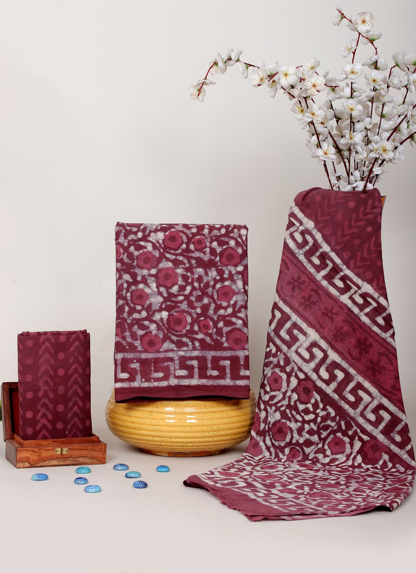 Handblock Printed Unstitched Cotton Suit Set – House of the Handblock