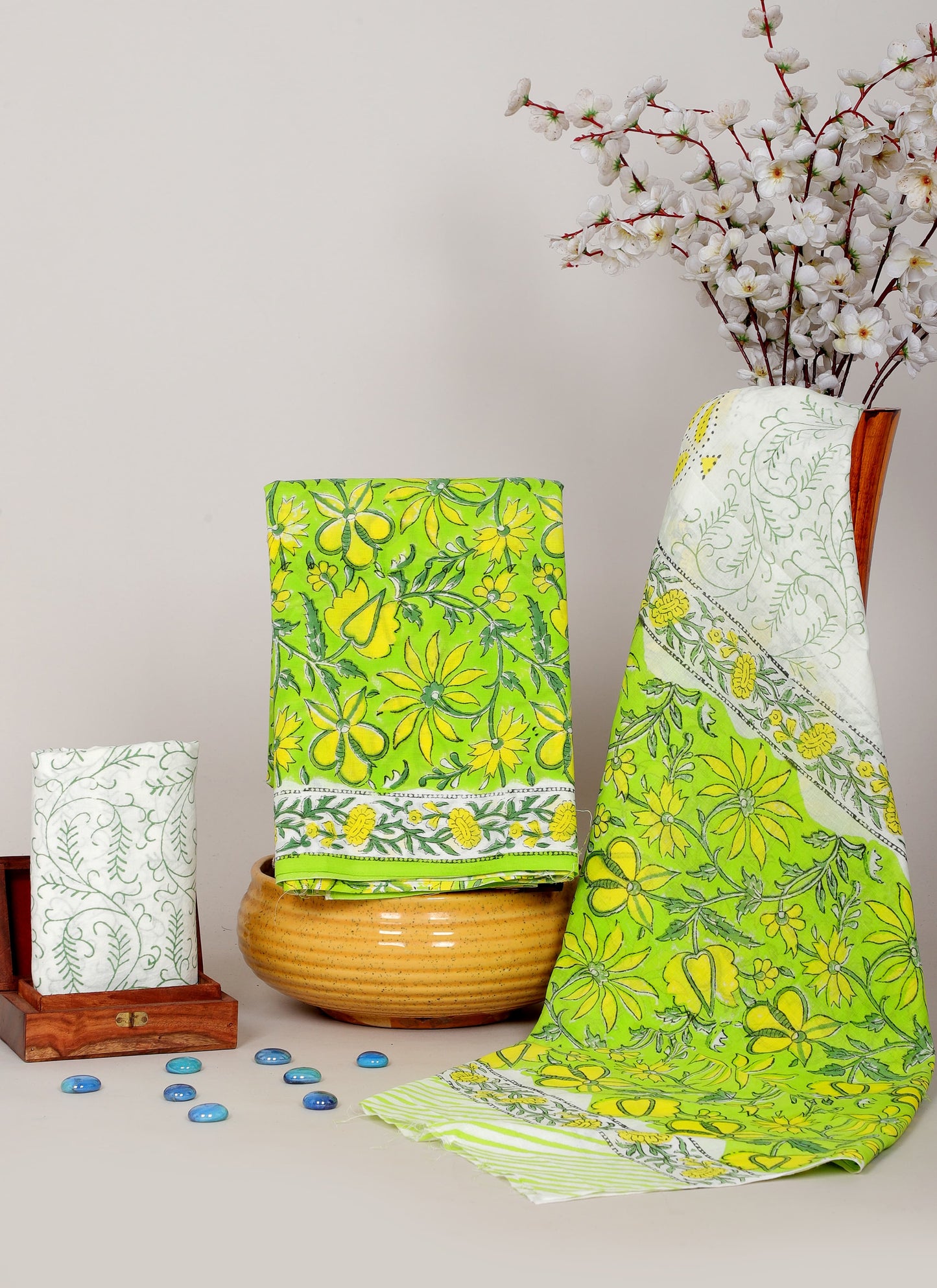 Handblock Printed Unstitched Cotton Suit Set – House of the Handblock