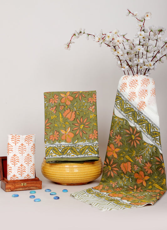 Handblock Printed Unstitched Cotton Suit Set – House of the Handblock