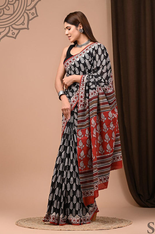 Lightweight Cotton Mulmul Saree – Handcrafted Elegance by House of the HandblocK