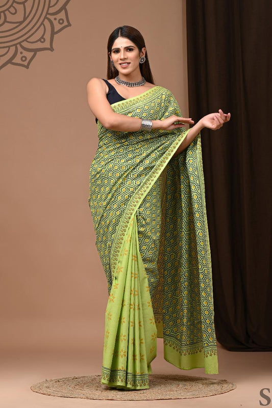 Lightweight Cotton Mulmul Saree – Handcrafted Elegance by House of the HandblocK