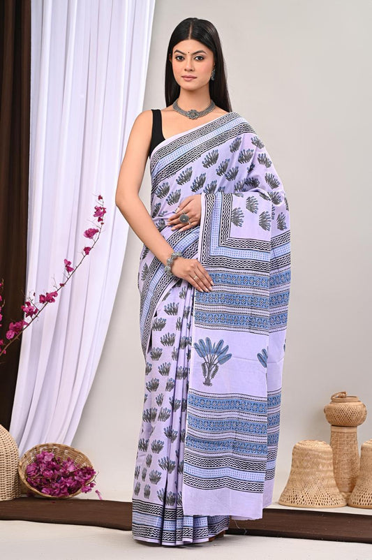 Lightweight Cotton Mulmul Saree – Handcrafted Elegance by House of the HandblocK
