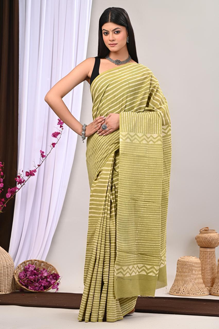 Lightweight Cotton Mulmul Saree – Handcrafted Elegance by House of the HandblocK