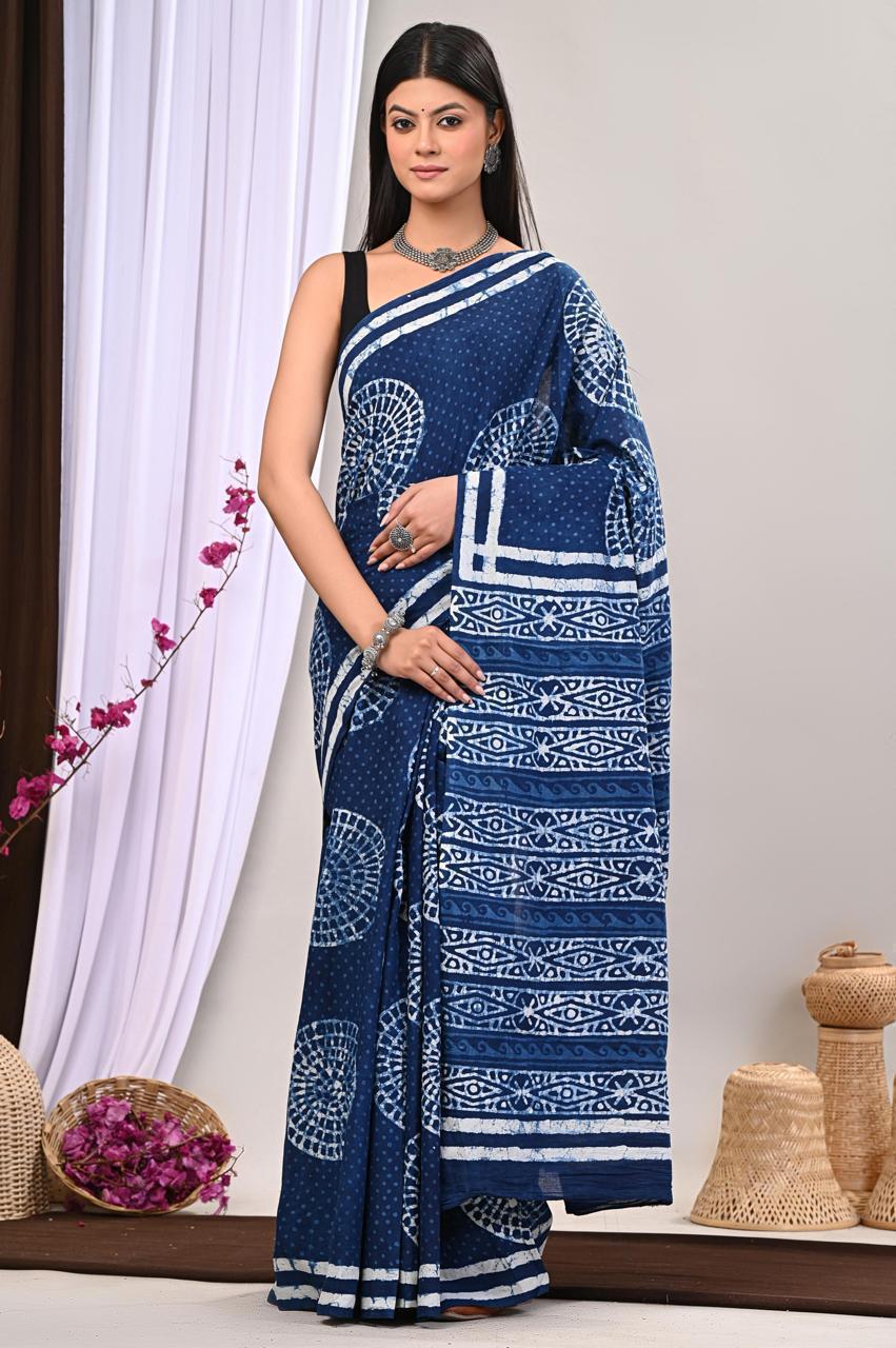 Lightweight Cotton Mulmul Saree – Handcrafted Elegance by House of the HandblocK