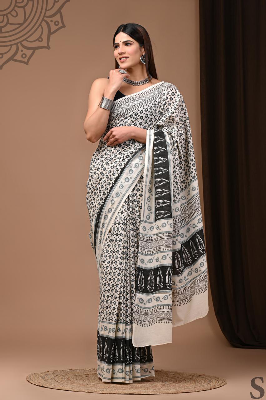 Lightweight Cotton Mulmul Saree – Handcrafted Elegance by House of the HandblocK (Copy)