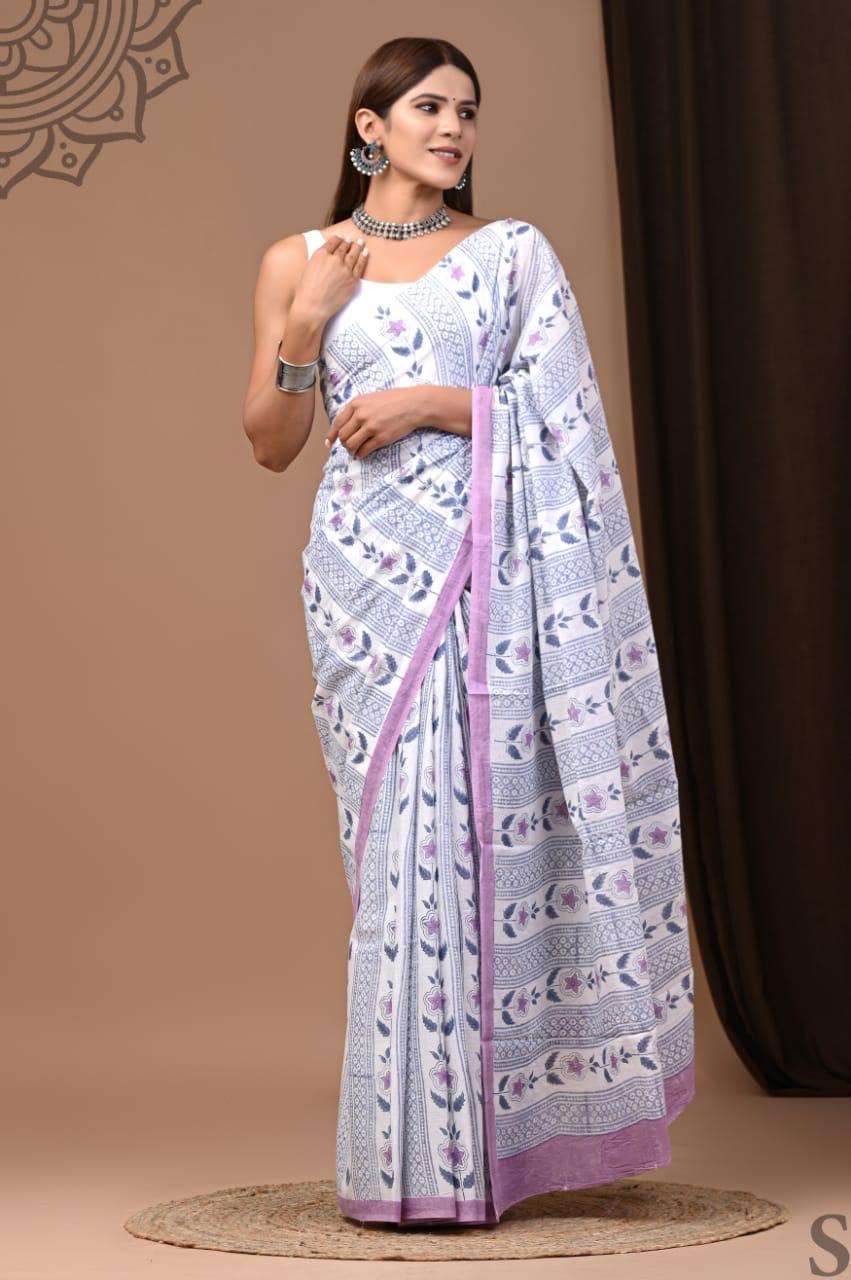 Lightweight Cotton Mulmul Saree – Handcrafted Elegance by House of the HandblocK